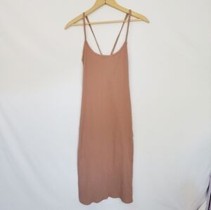 Women's Medium light pink Lace up body con dress